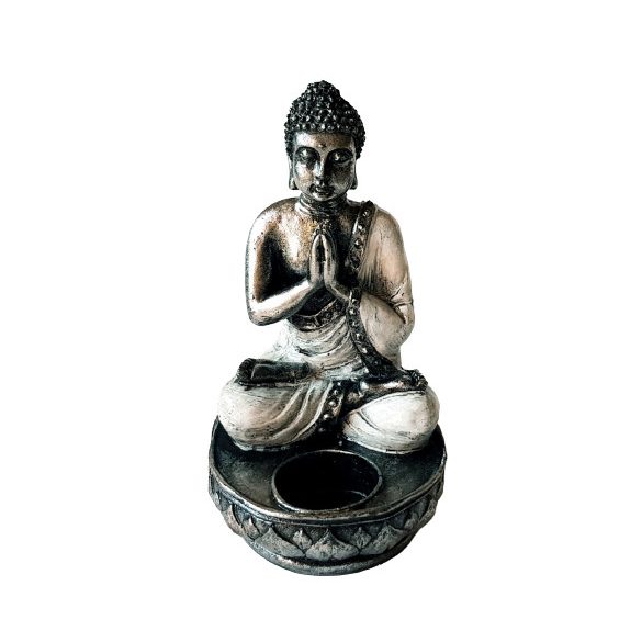 Seated Buddha Candle Holder (white)